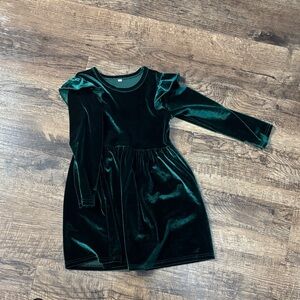 Elegant Green Velvet Kids Dress